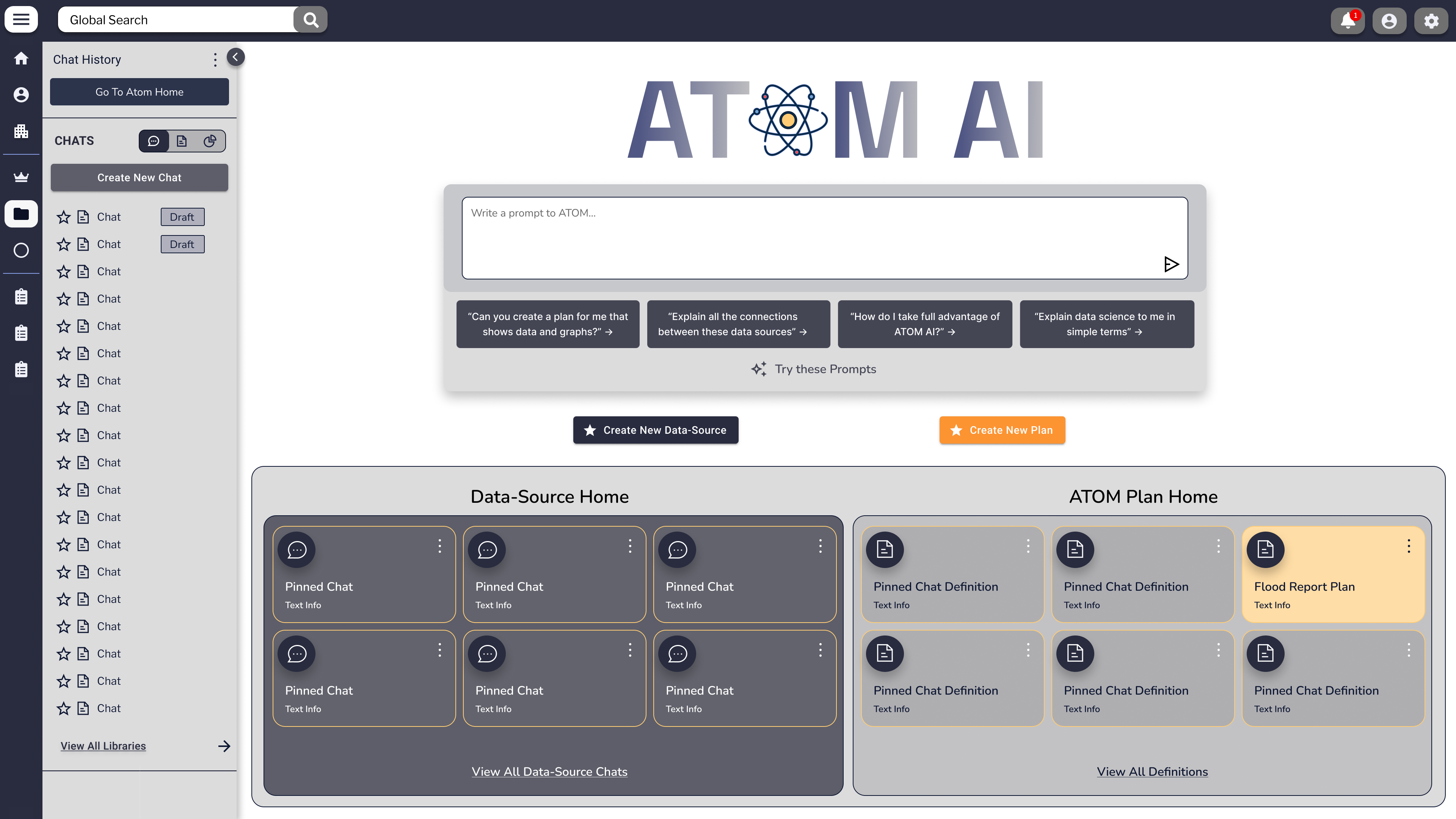 Initial ATOM interface — the enterprise AI chat surface as first designed
