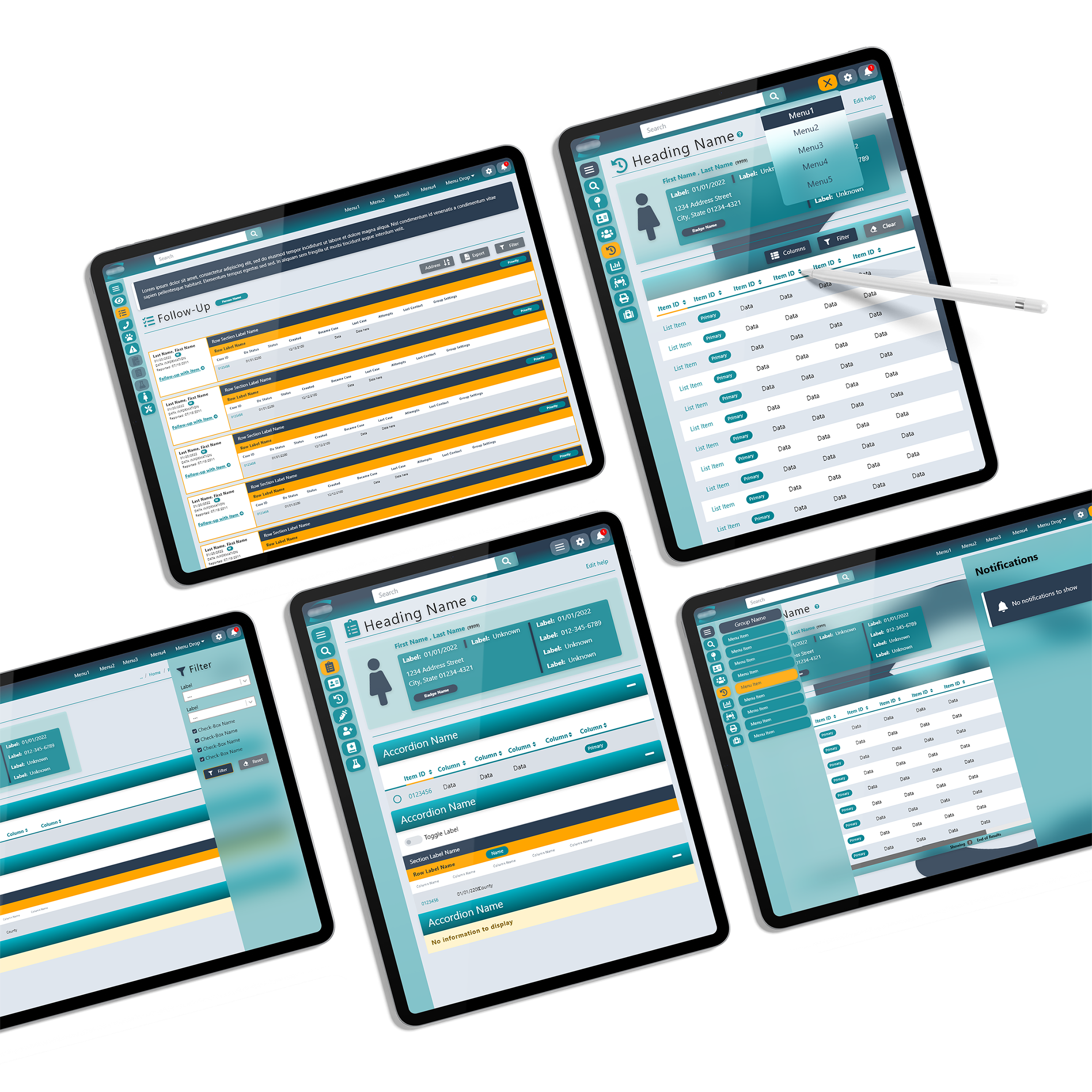 HealthCheck — admin interface on tablet