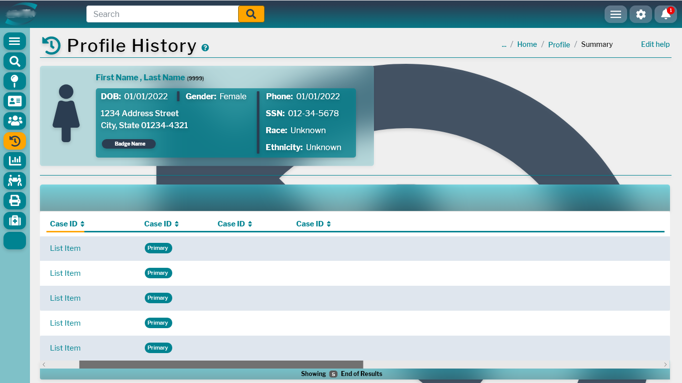 HealthCheck — profile history, glassmorphic timeline