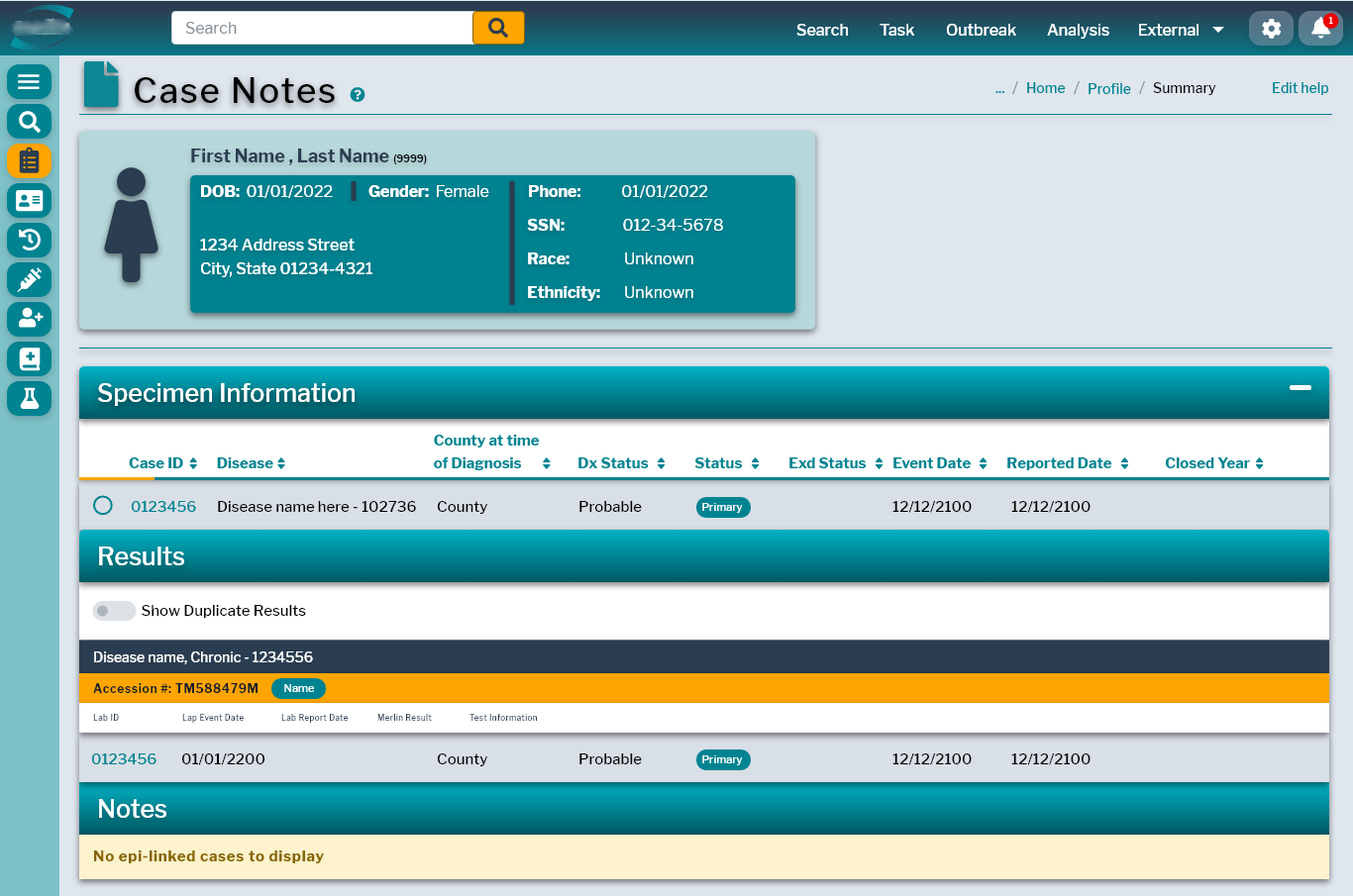 HealthCheck — patient profile summary in glassmorphic style with layered cards